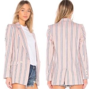 Free People Uptown Girl Striped Cotton Blazer In Rose Size Medium